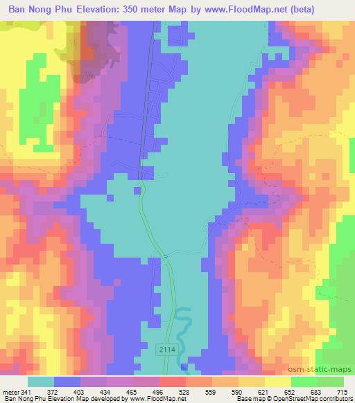 Ban Nong Phu,Thailand Elevation Map