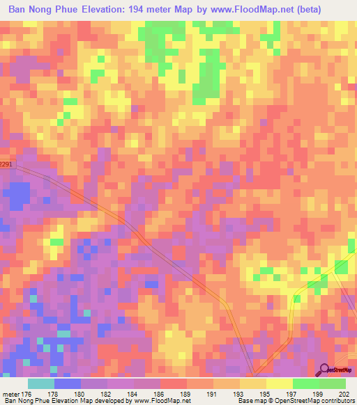 Ban Nong Phue,Thailand Elevation Map