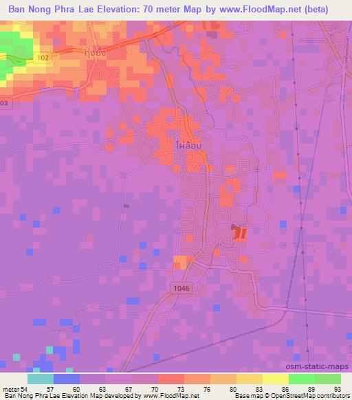Ban Nong Phra Lae,Thailand Elevation Map