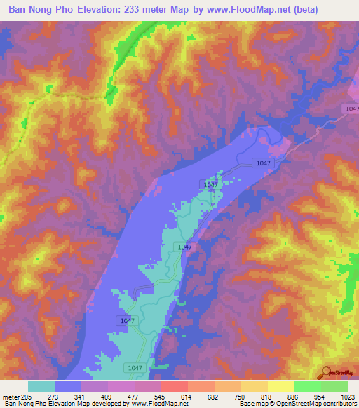 Ban Nong Pho,Thailand Elevation Map