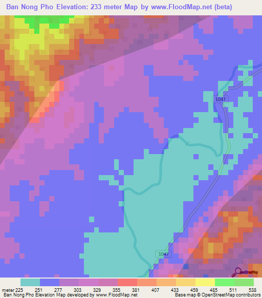 Ban Nong Pho,Thailand Elevation Map