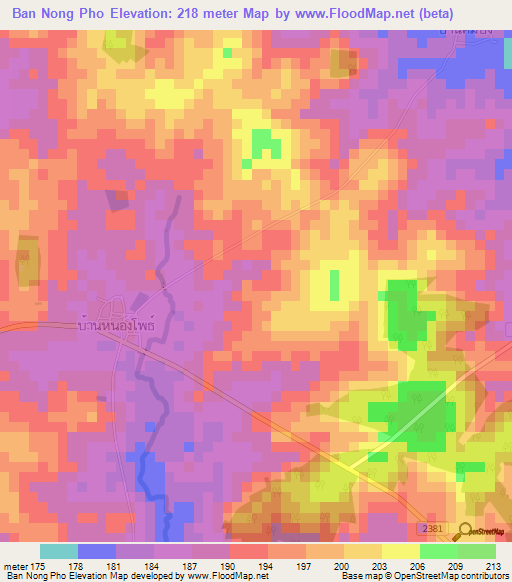 Ban Nong Pho,Thailand Elevation Map