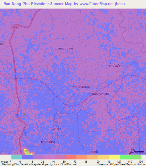 Ban Nong Pho,Thailand Elevation Map