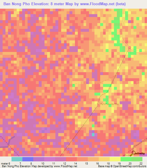 Ban Nong Pho,Thailand Elevation Map