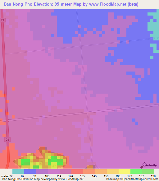 Ban Nong Pho,Thailand Elevation Map