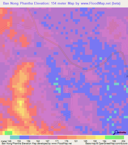 Ban Nong Phantha,Thailand Elevation Map