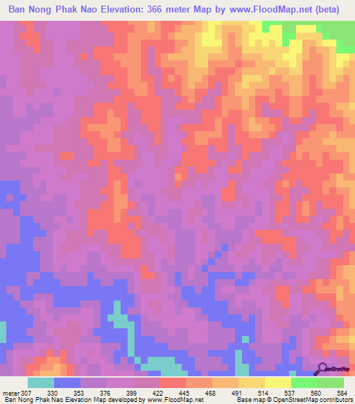 Ban Nong Phak Nao,Thailand Elevation Map