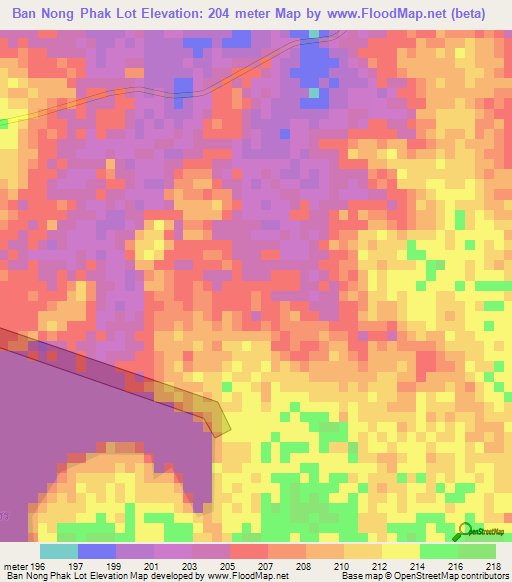 Ban Nong Phak Lot,Thailand Elevation Map