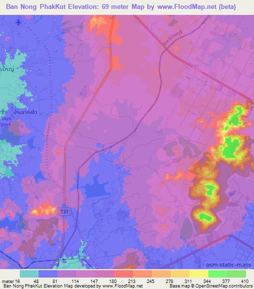Ban Nong PhakKut,Thailand Elevation Map