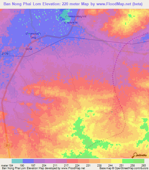 Ban Nong Phai Lom,Thailand Elevation Map