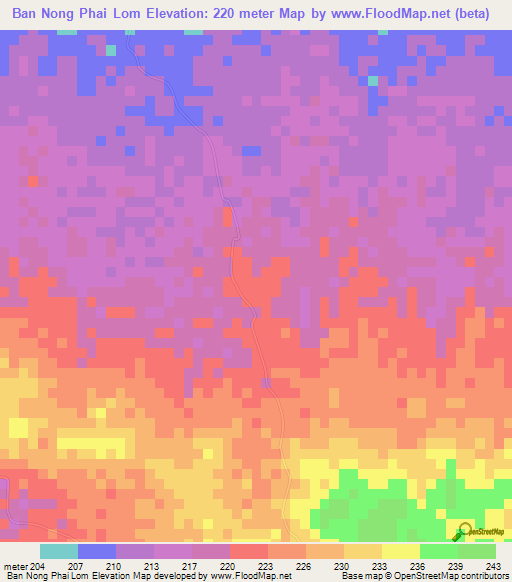 Ban Nong Phai Lom,Thailand Elevation Map