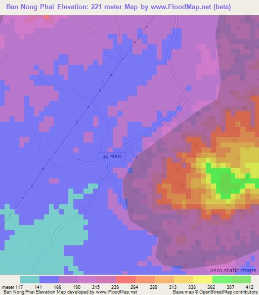 Ban Nong Phai,Thailand Elevation Map