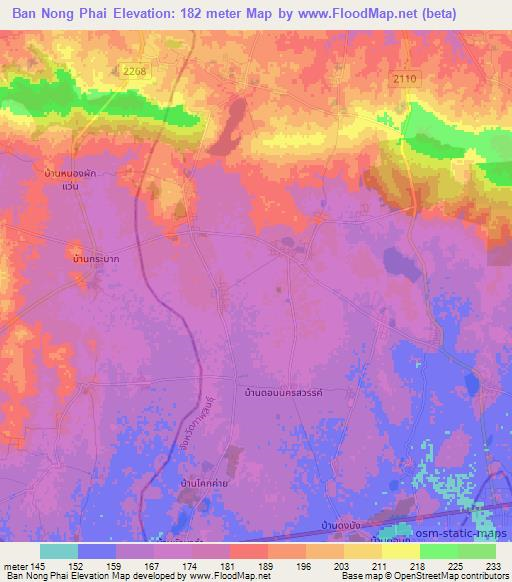 Ban Nong Phai,Thailand Elevation Map