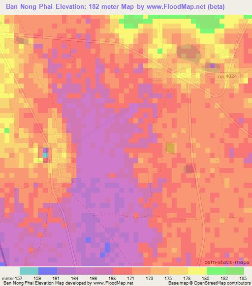 Ban Nong Phai,Thailand Elevation Map