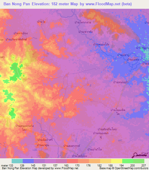 Ban Nong Pan,Thailand Elevation Map