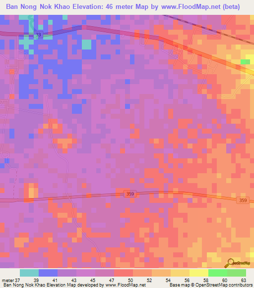 Ban Nong Nok Khao,Thailand Elevation Map