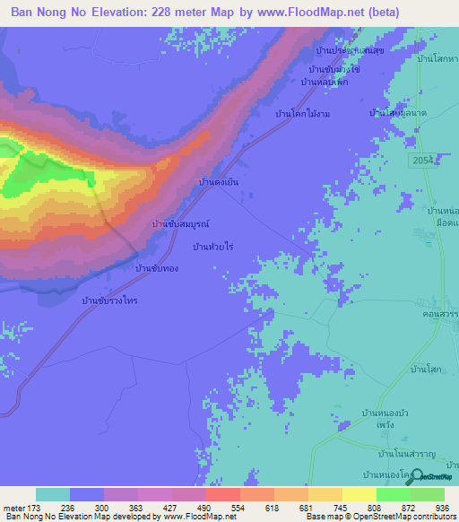 Ban Nong No,Thailand Elevation Map