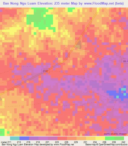 Ban Nong Ngu Luam,Thailand Elevation Map