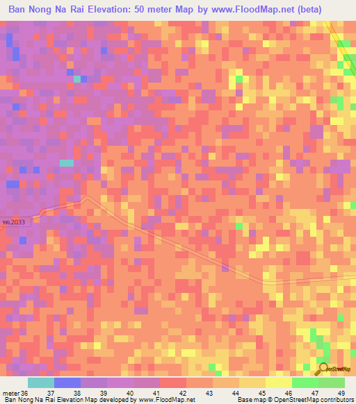 Ban Nong Na Rai,Thailand Elevation Map
