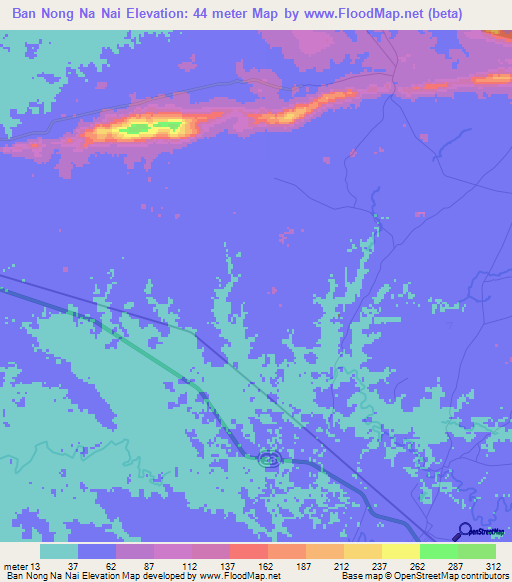 Ban Nong Na Nai,Thailand Elevation Map
