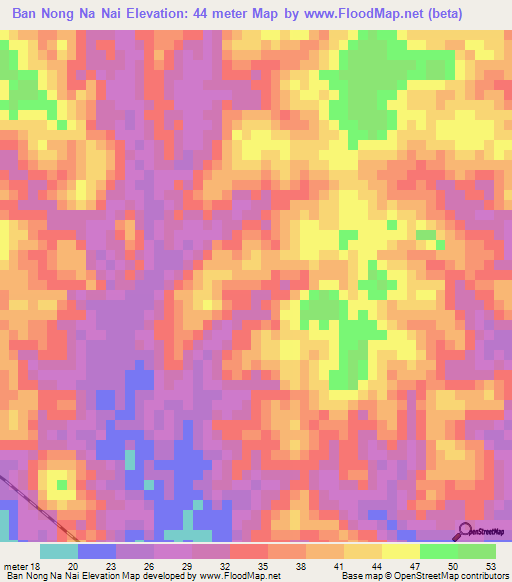 Ban Nong Na Nai,Thailand Elevation Map