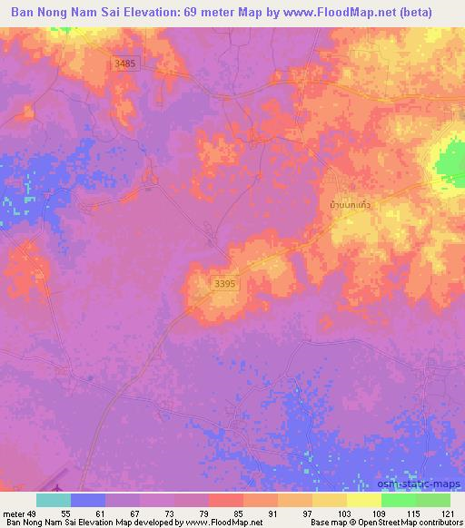 Ban Nong Nam Sai,Thailand Elevation Map