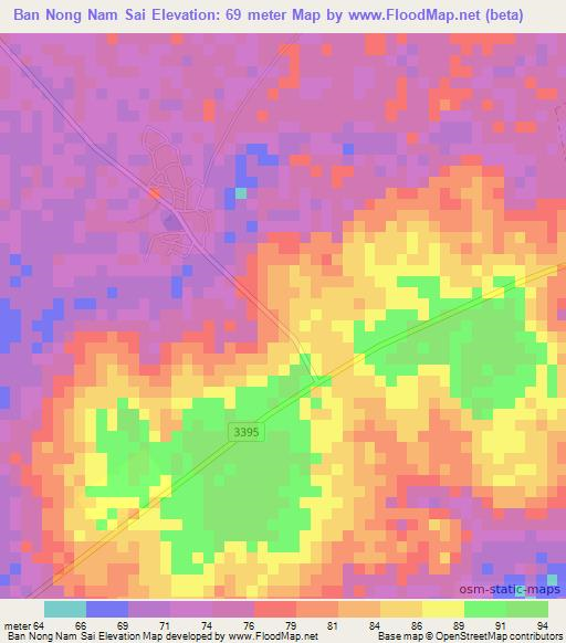 Ban Nong Nam Sai,Thailand Elevation Map