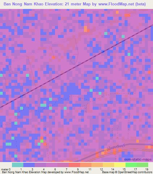 Ban Nong Nam Khao,Thailand Elevation Map