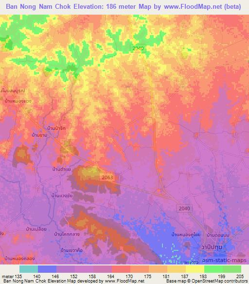 Ban Nong Nam Chok,Thailand Elevation Map