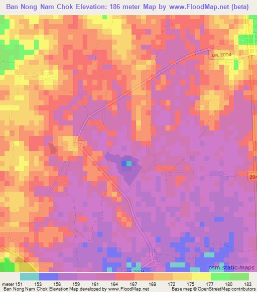 Ban Nong Nam Chok,Thailand Elevation Map