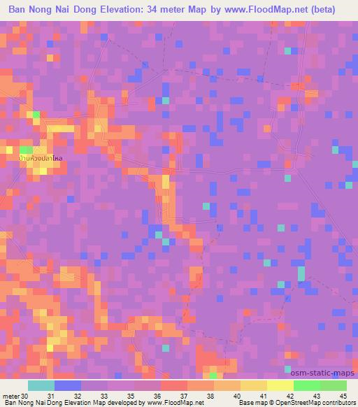 Ban Nong Nai Dong,Thailand Elevation Map