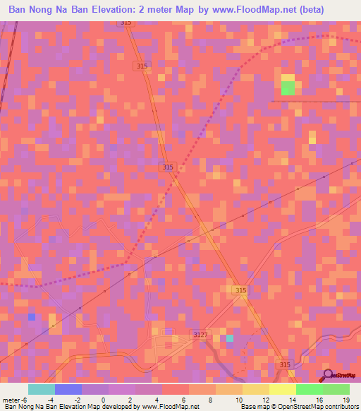 Ban Nong Na Ban,Thailand Elevation Map
