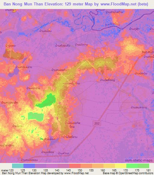 Ban Nong Mun Than,Thailand Elevation Map