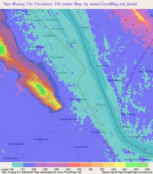 Ban Muang Chi,Thailand Elevation Map
