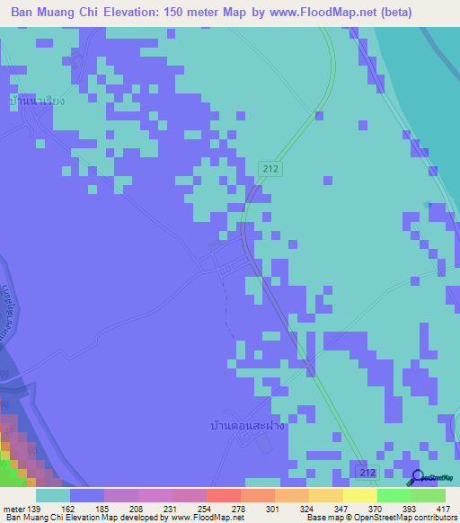 Ban Muang Chi,Thailand Elevation Map
