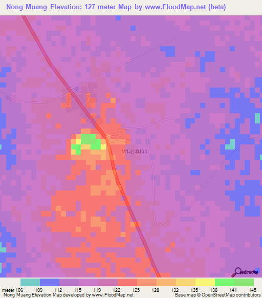 Nong Muang,Thailand Elevation Map