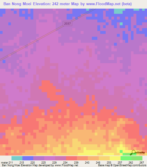 Ban Nong Moei,Thailand Elevation Map