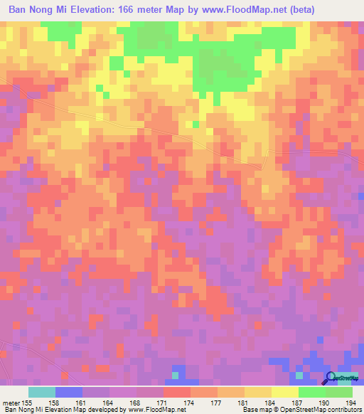 Ban Nong Mi,Thailand Elevation Map