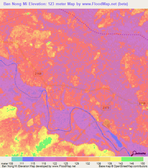 Ban Nong Mi,Thailand Elevation Map