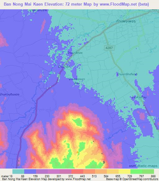 Ban Nong Mai Kaen,Thailand Elevation Map