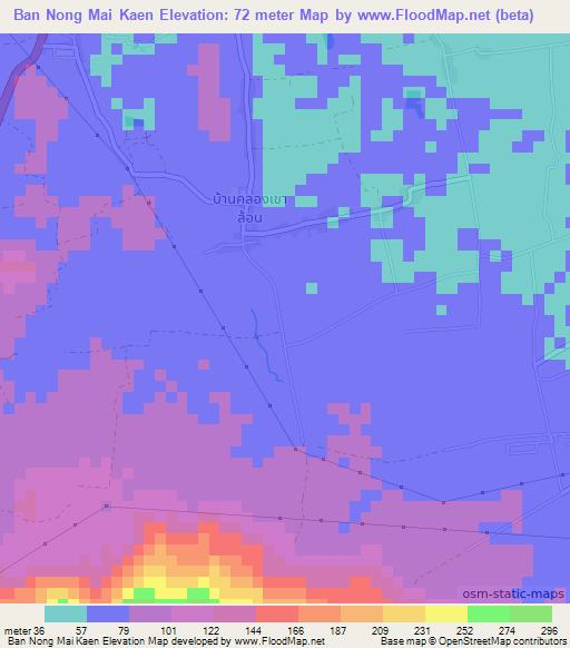 Ban Nong Mai Kaen,Thailand Elevation Map