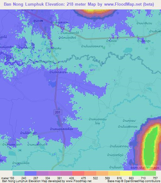 Ban Nong Lumphuk,Thailand Elevation Map