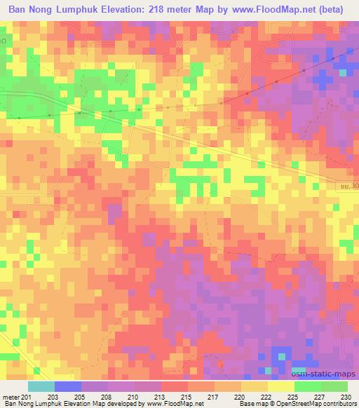 Ban Nong Lumphuk,Thailand Elevation Map