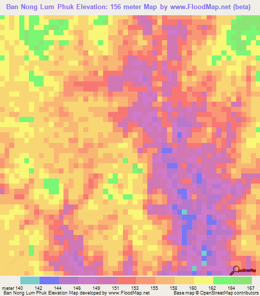 Ban Nong Lum Phuk,Thailand Elevation Map