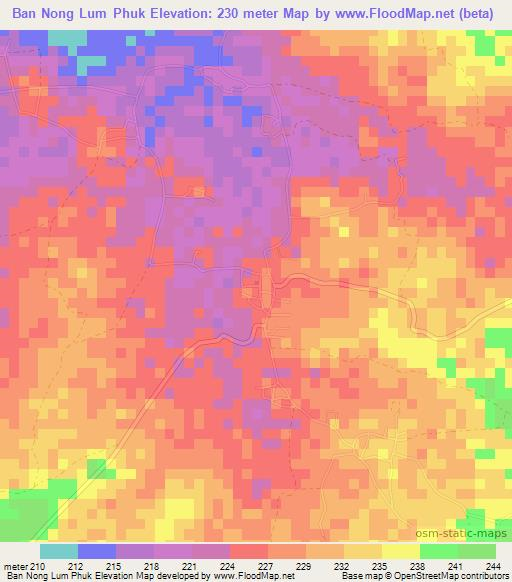 Ban Nong Lum Phuk,Thailand Elevation Map
