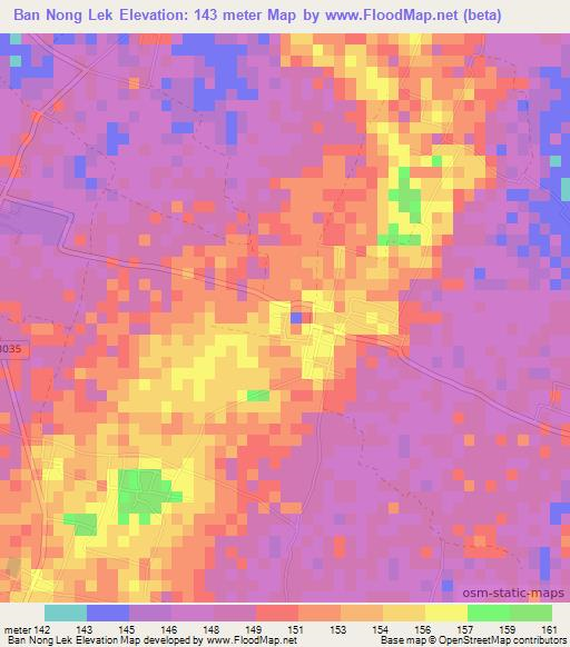 Ban Nong Lek,Thailand Elevation Map