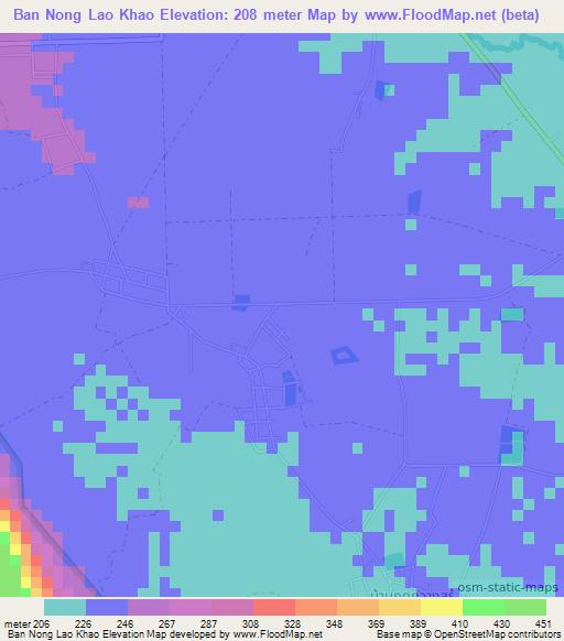 Ban Nong Lao Khao,Thailand Elevation Map