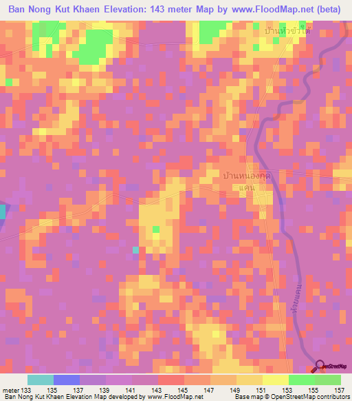 Ban Nong Kut Khaen,Thailand Elevation Map