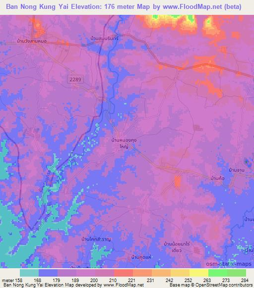 Ban Nong Kung Yai,Thailand Elevation Map