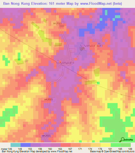 Ban Nong Kung,Thailand Elevation Map